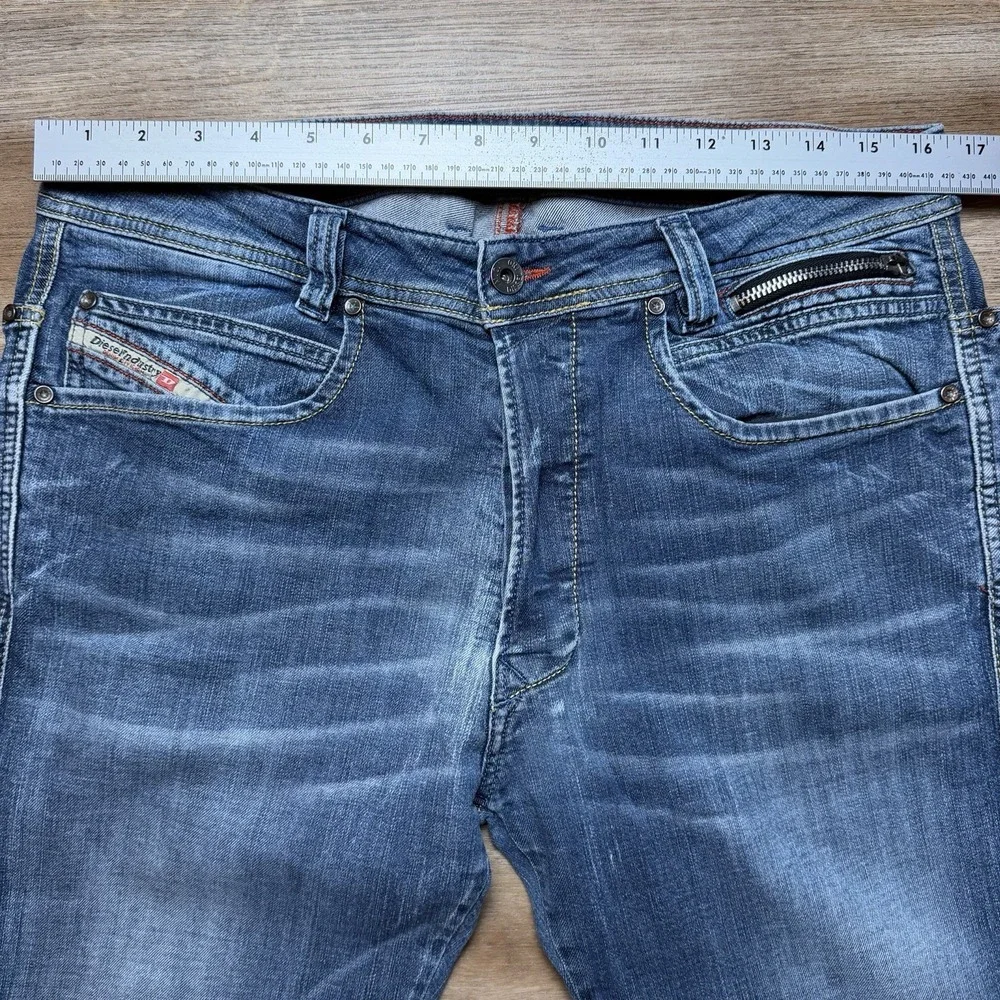 Diesel Paddom Jeans Men 33x32 Blue Straight Leg Stretch Made in Italy Fade 0R80Z